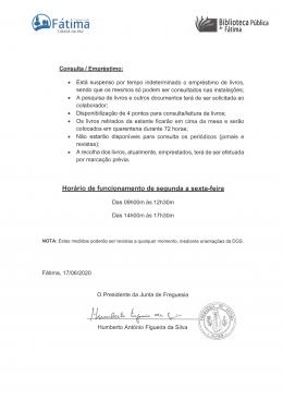 Alterações do funcionamento dos serviços da Junta de Freguesia - COVID 19